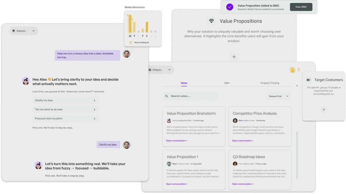 Anna helping founders turn ideas into a structured, guided plan